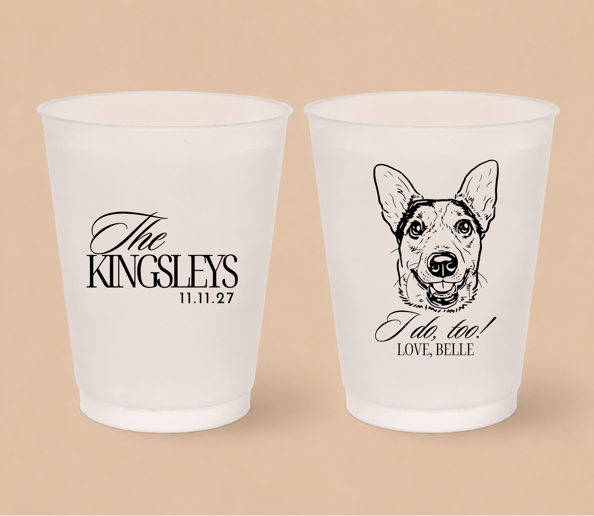 Personalized Dog Wedding Frosted Cups