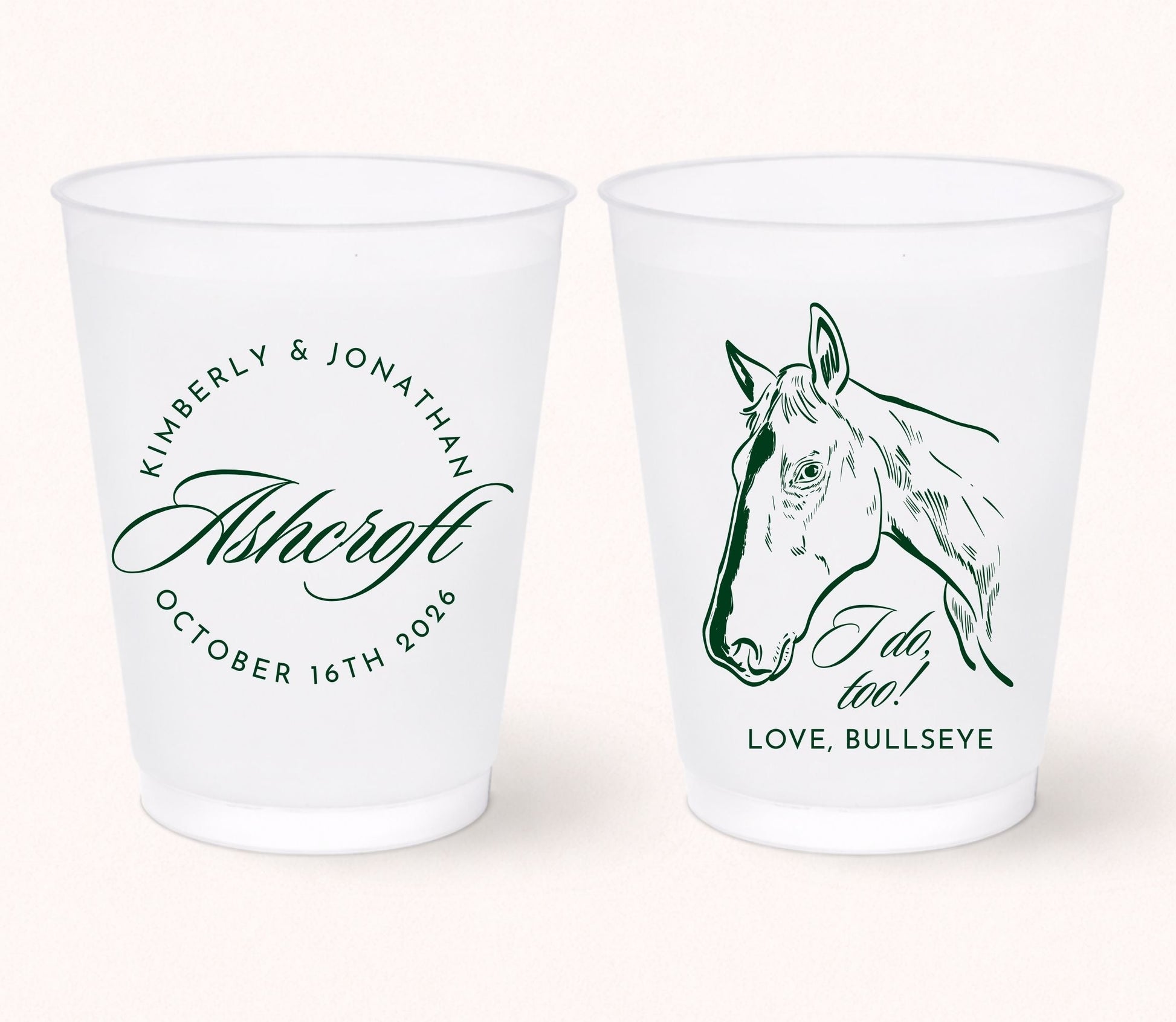 Custom horse wedding frosted cups
Personalized equestrian wedding cups
Horse portrait party cups wedding
Western wedding frosted cup design