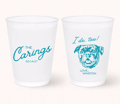 Custom dog wedding frosted cups
Beach wedding pet portrait cups
Personalized dog wedding favor cups
I do too dog frosted drink cups