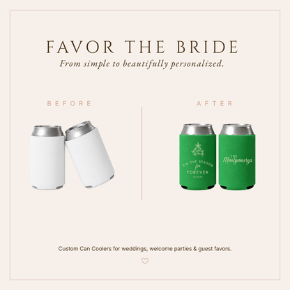 Personalized mistletoe wedding favors for a Christmas or December wedding reception.