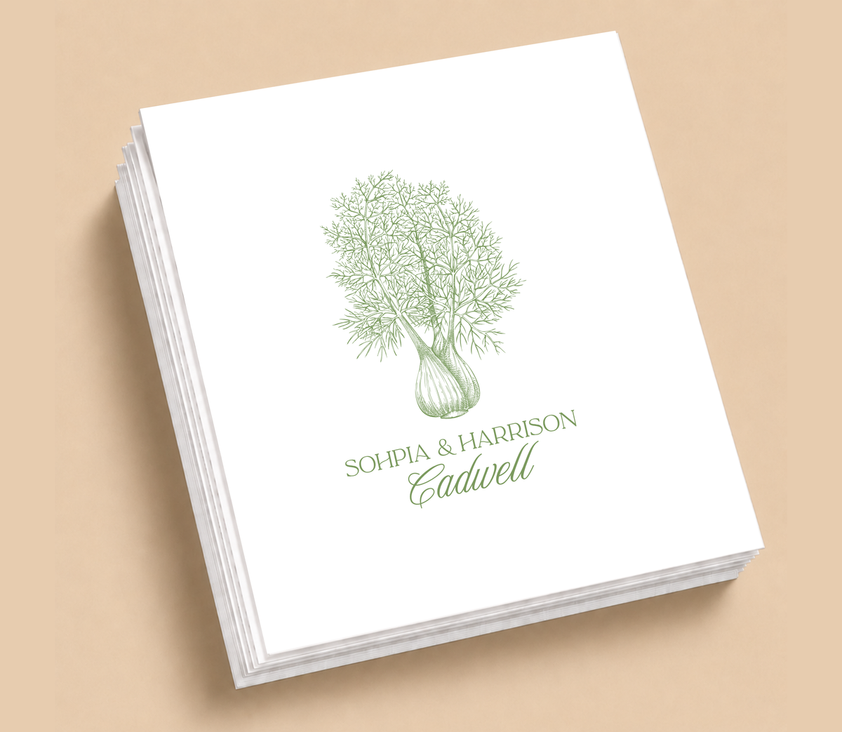 Personalized Greenery Elegant Table Napkins