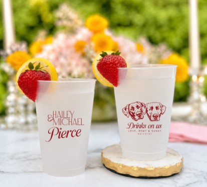 Personalized Two Pet Wedding Frosted Cups