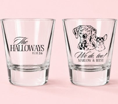 Personalized Pet Couple Wedding Shot Glasses