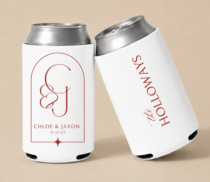 Elegant Monogram Wedding Can Coolers