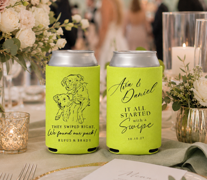 Custom dog portrait wedding can cooler