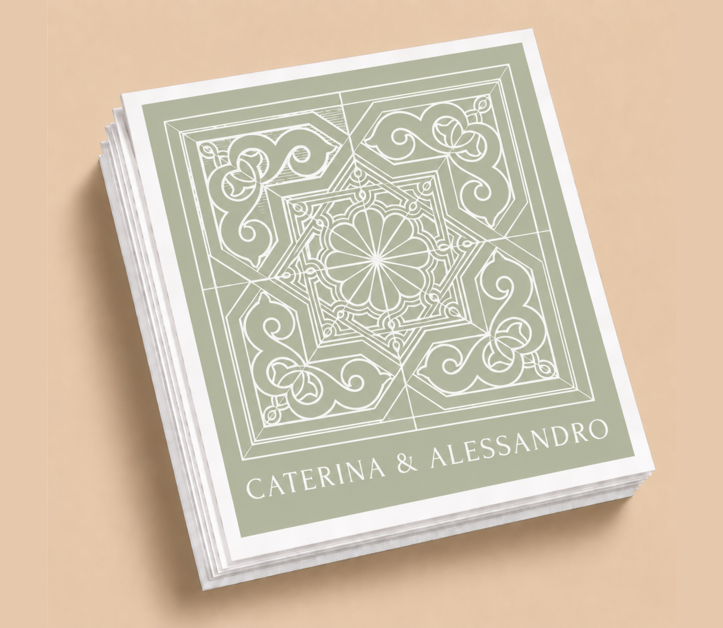 Personalized Italian Tile Wedding Table Napkins