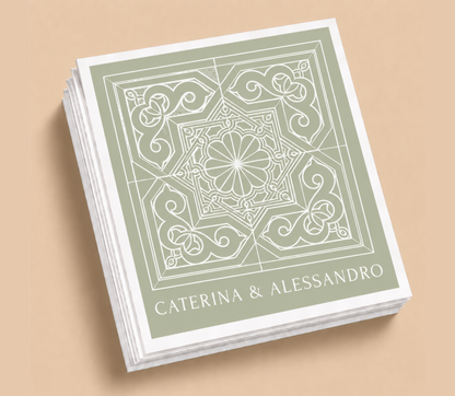Personalized Italian Tile Wedding Table Napkins