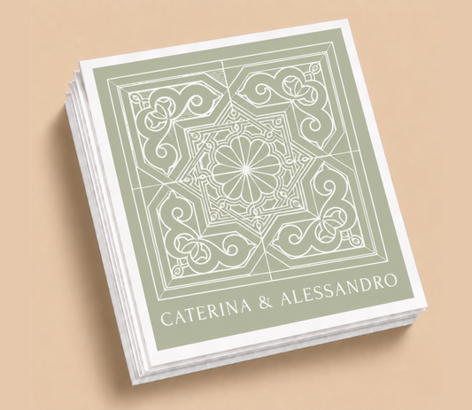 Personalized Italian Tile Wedding Table Napkins