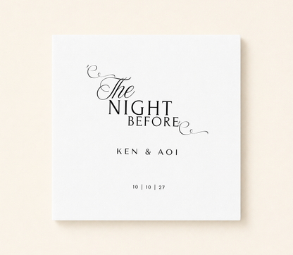 Personalized The Night Before wedding napkin with custom couple names and wedding date