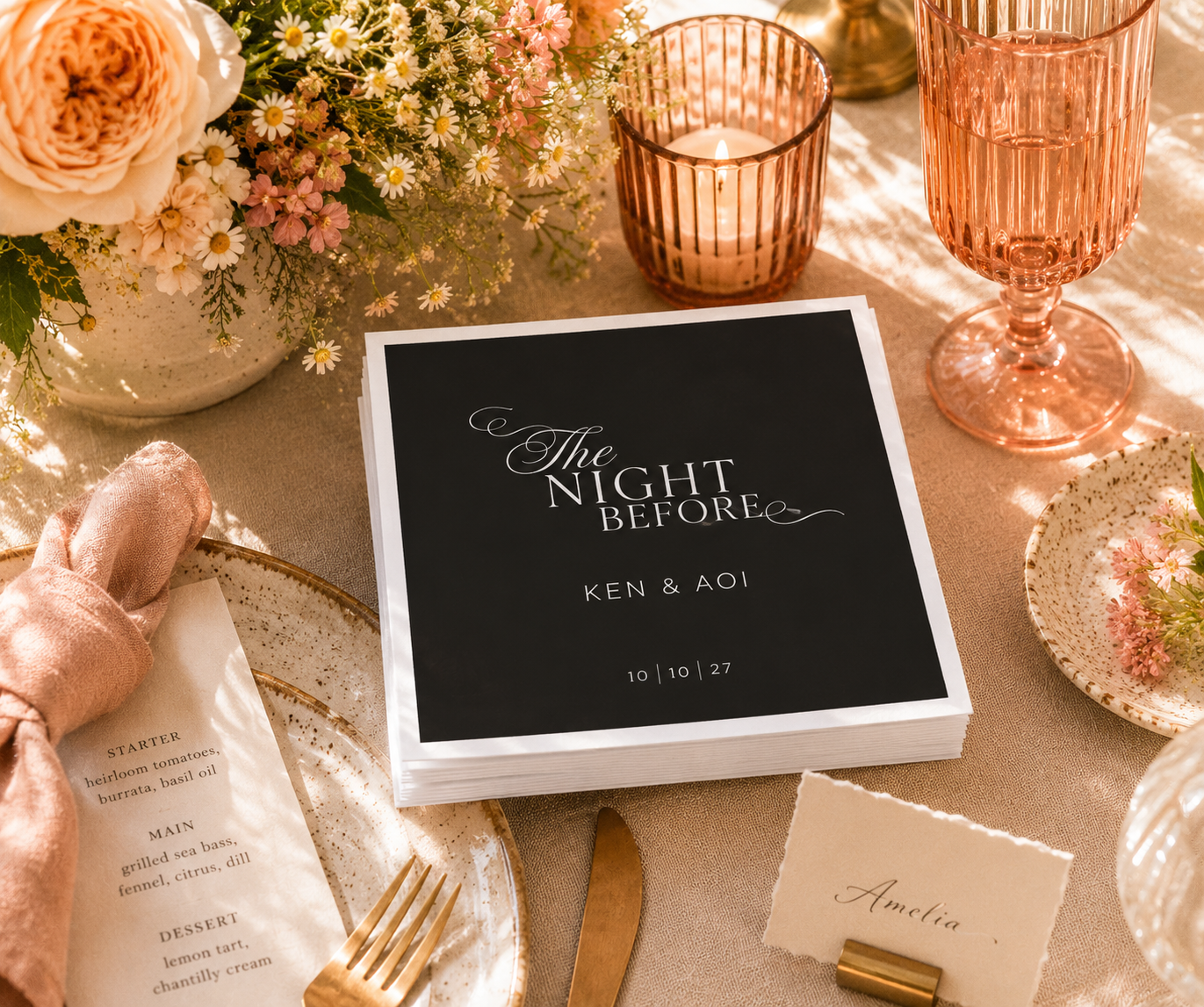 The Night Before rehearsal dinner napkins