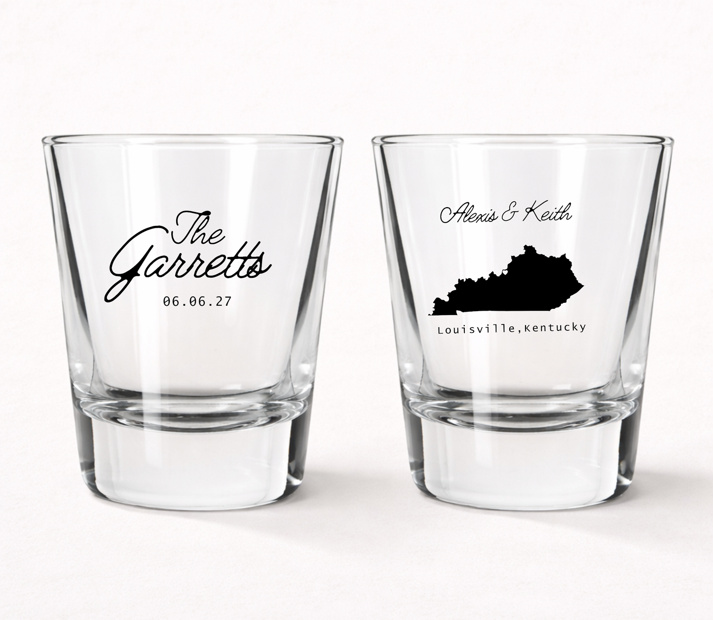 Custom Kentucky wedding shot glasses
Louisville wedding favor shot glasses
Personalized Kentucky state shot glasses
State silhouette wedding shot glasses
Custom wedding keepsake shot glasses
Kentucky destination wedding favors