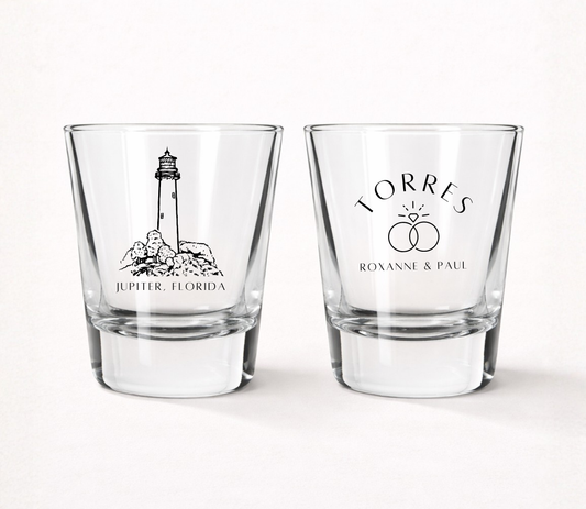 Lighthouse wedding shot glasses
Coastal wedding shot glass favors
Florida destination wedding shot glasses
Personalized lighthouse wedding favors
Custom nautical wedding shot glasses
Beach wedding keepsake glasses