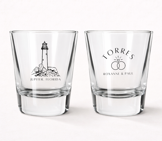 Lighthouse wedding shot glasses
Coastal wedding shot glass favors
Florida destination wedding shot glasses
Personalized lighthouse wedding favors
Custom nautical wedding shot glasses
Beach wedding keepsake glasses