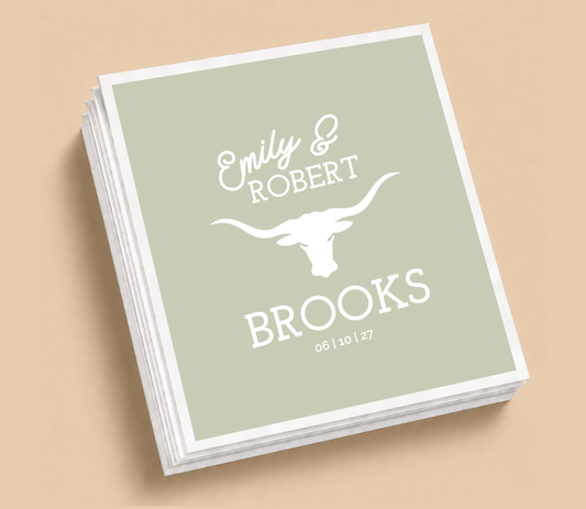 Personalized Longhorn Wedding Table Napkins