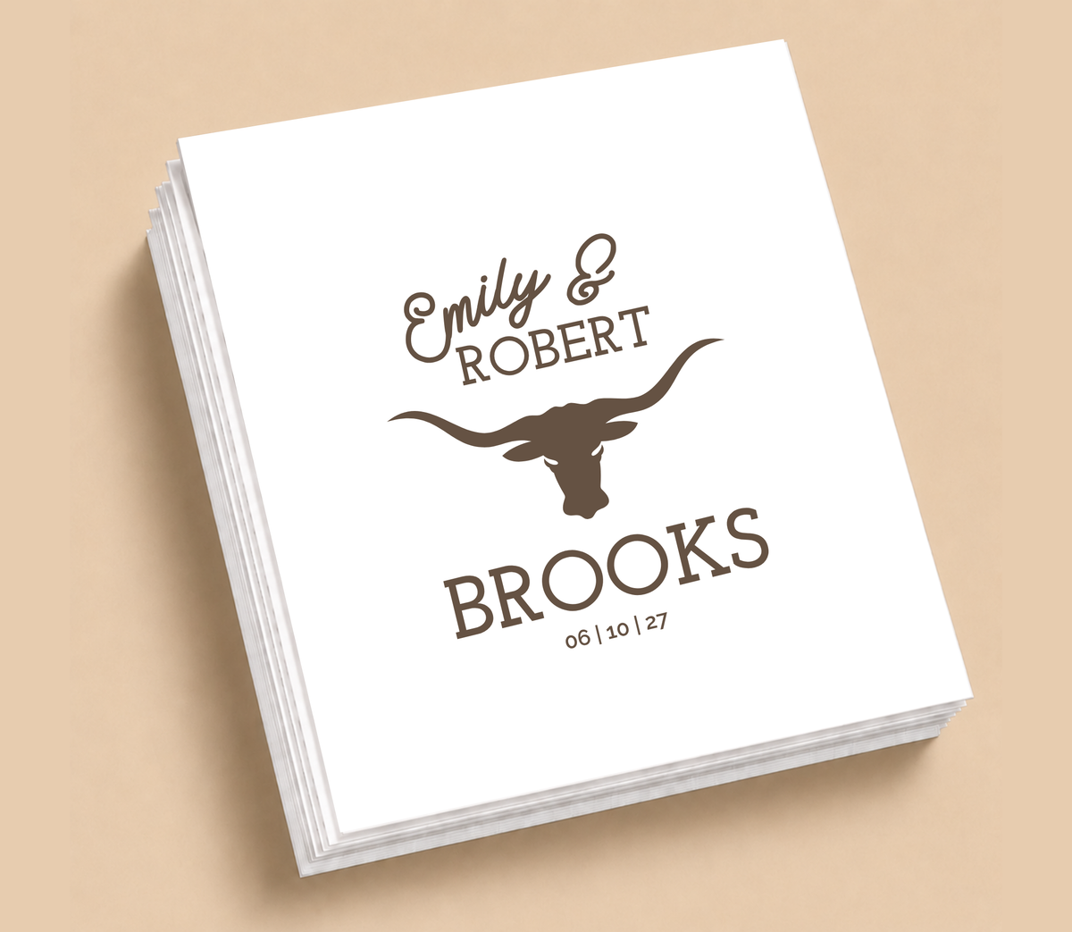 Personalized Longhorn Western Wedding Table Napkins
