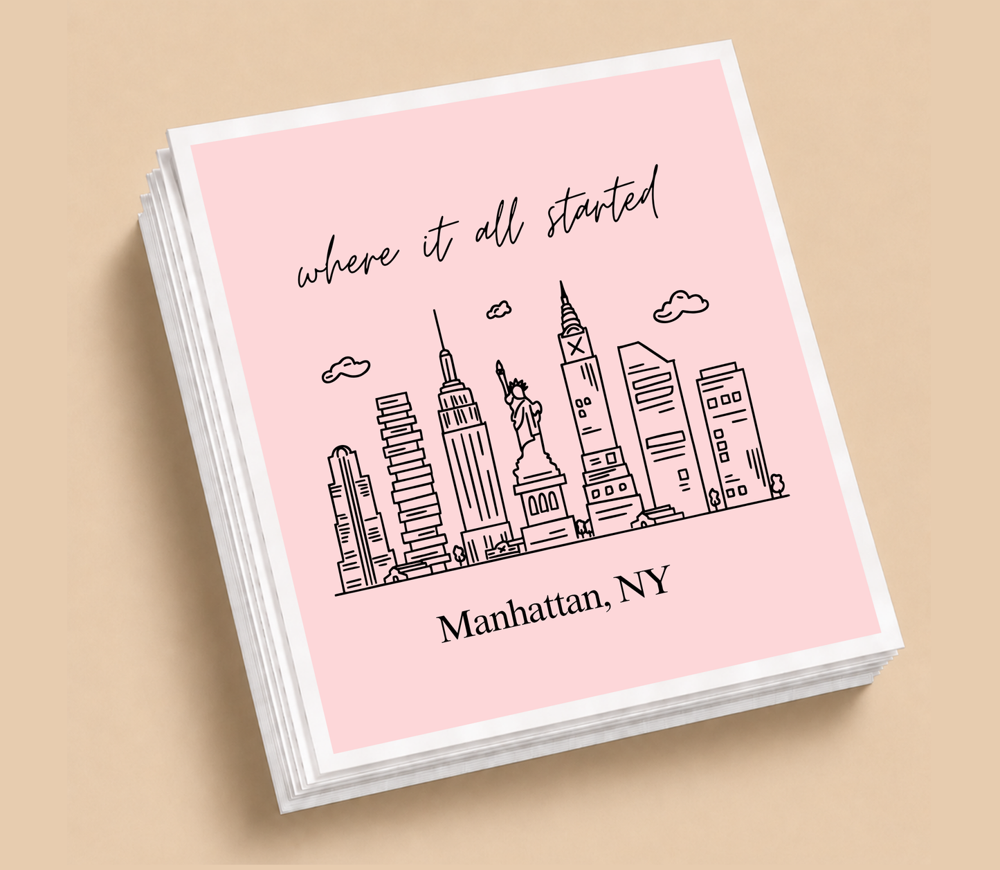 Personalized Manhattan Wedding Table Napkins