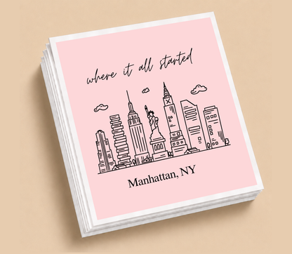 Personalized Manhattan Wedding Table Napkins