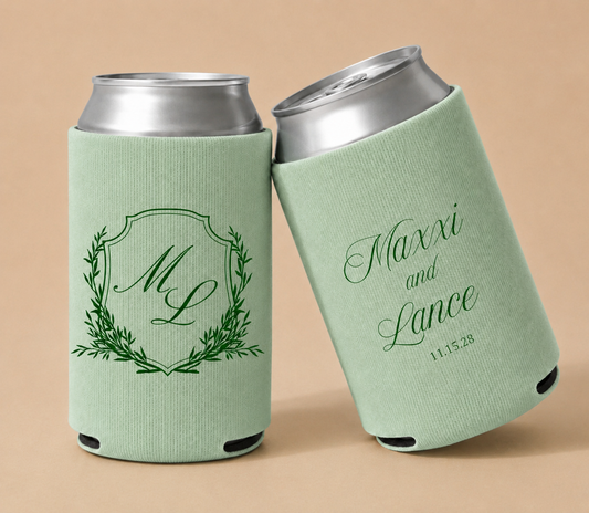 Personalized Couple Monogram Wedding Can Coolers