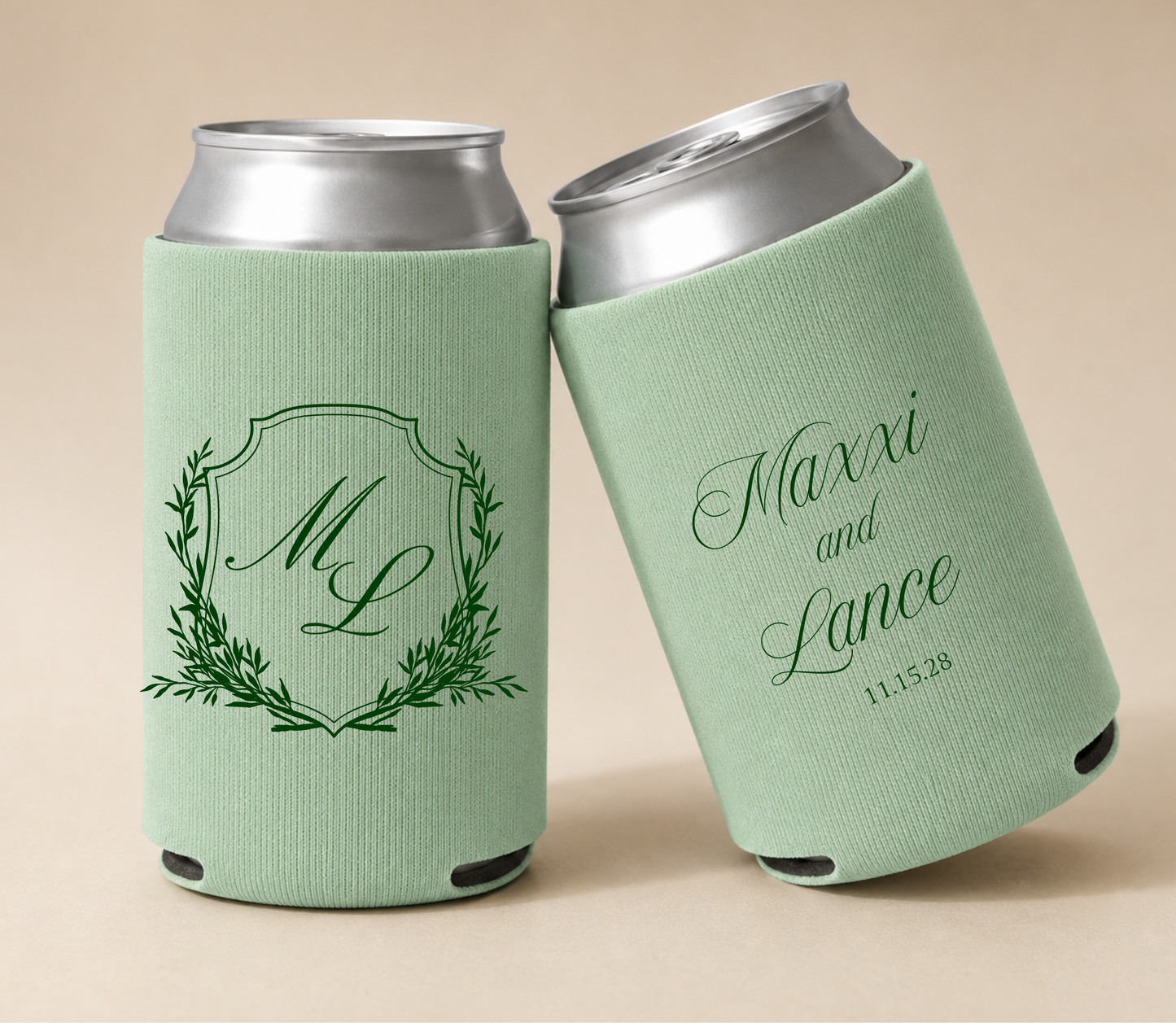 Personalized Couple Monogram Wedding Can Coolers