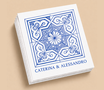 Personalized Mediterranean Tile Table Napkins