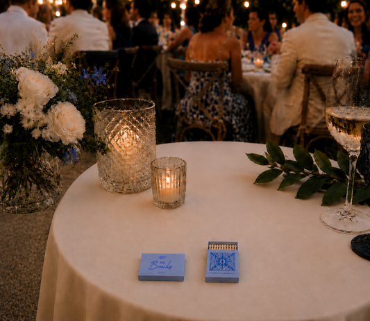 Custom Italian tile wedding matchboxes.