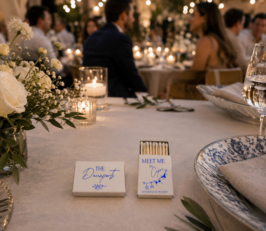 Custom Capri wedding matchboxes
