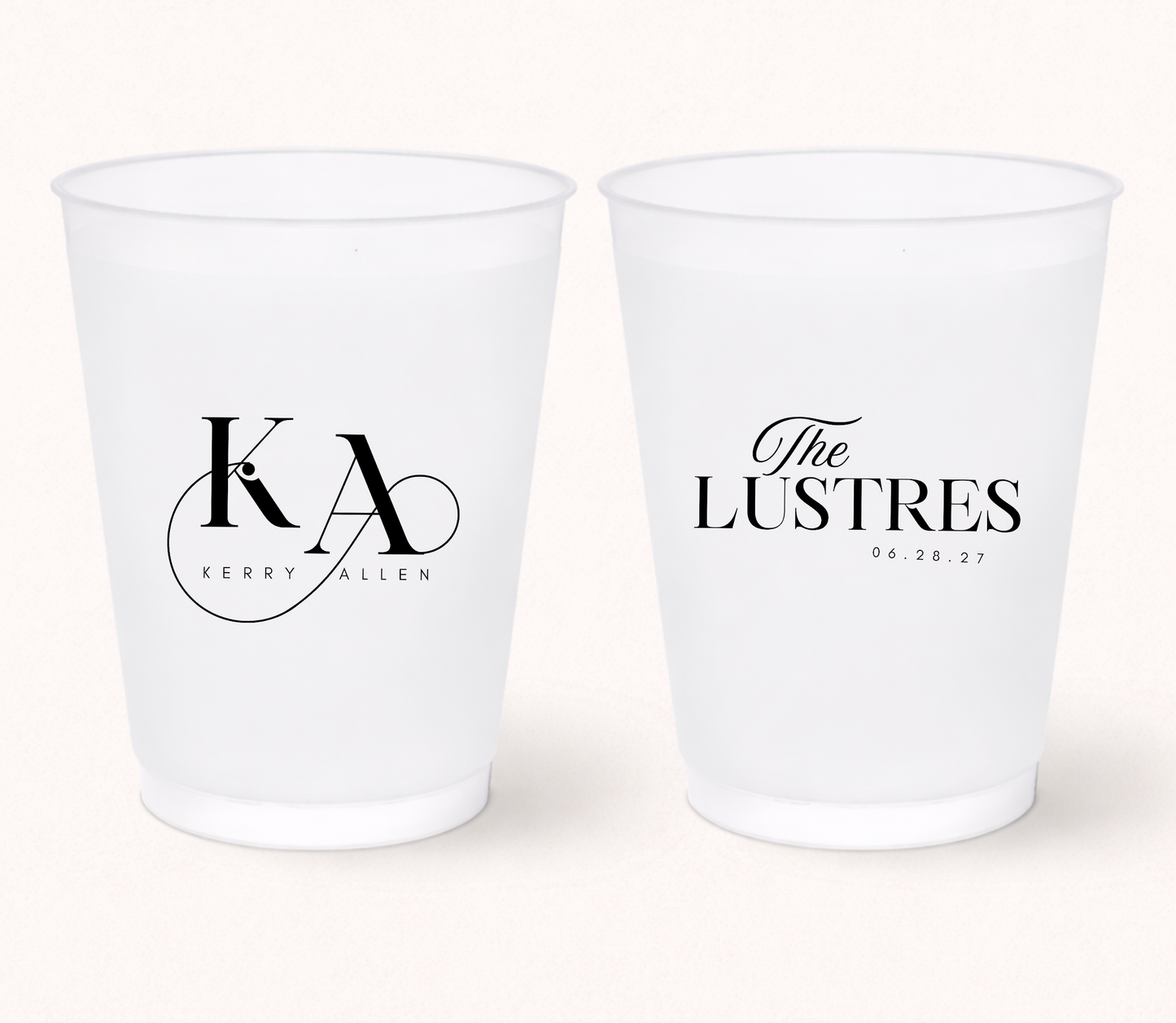 Elegant monogram wedding frosted cups
Personalized frosted cups with custom initials
Modern wedding cups with minimalist typography
Custom wedding drinkware with names and date
Luxury wedding favor frosted cups
Minimalist personalized wedding cups