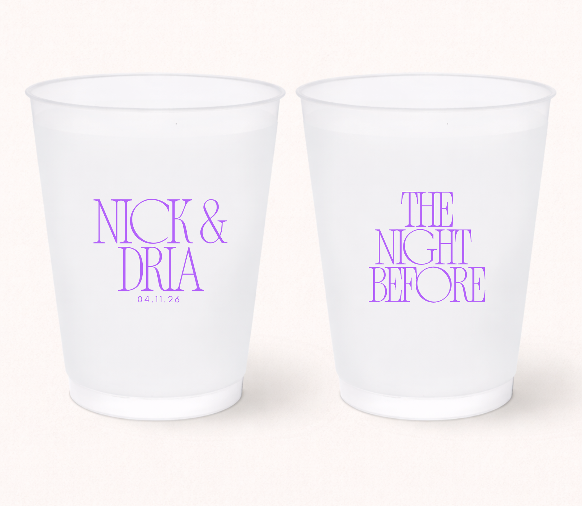 Custom The Night Before wedding frosted cups
Personalized rehearsal dinner frosted cups
Modern wedding welcome party cups
Custom wedding weekend drinkware with names and date