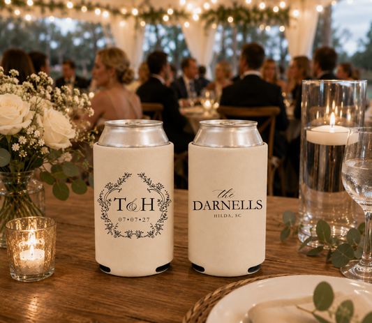 Personalized Monogram Wedding Can Coolers