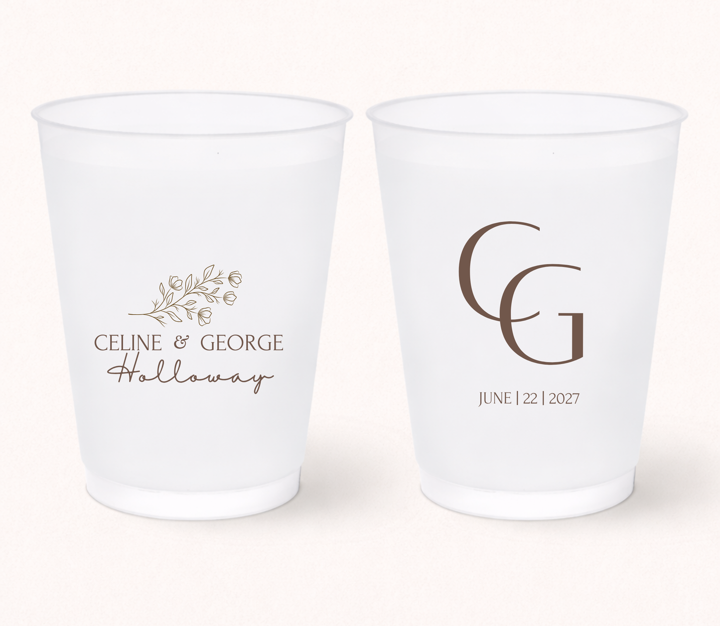 Personalized Minimalist Monogram Wedding Frosted Cups