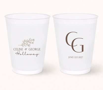 Personalized Minimalist Monogram Wedding Frosted Cups