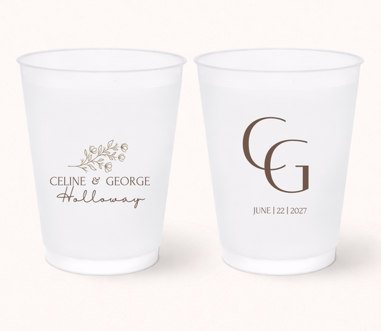 Personalized Minimalist Monogram Wedding Frosted Cups
