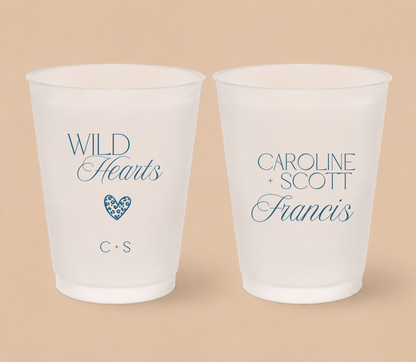 Personalized Wild Hearts Wedding Frosted Cups