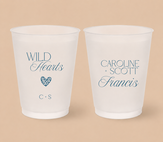 Personalized Wild Hearts Wedding Frosted Cups