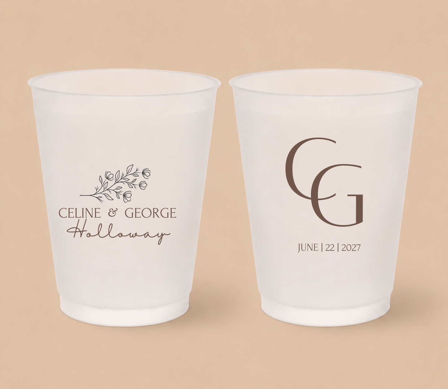 Personalized Minimalist Monogram Wedding Frosted Cups