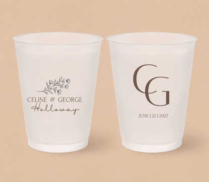 Personalized Minimalist Monogram Wedding Frosted Cups
