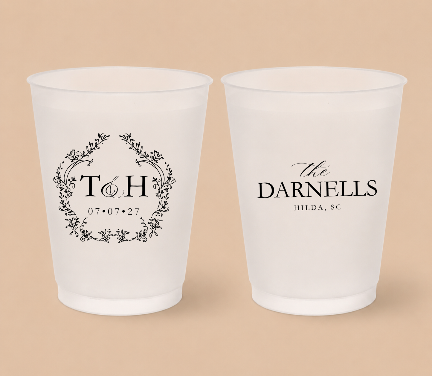 Personalized Botanical Monogram Wedding Frosted Cups