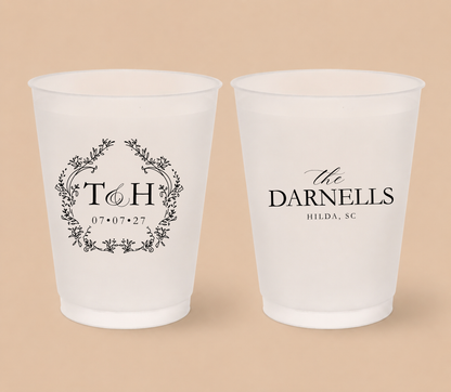 Personalized Botanical Monogram Wedding Frosted Cups