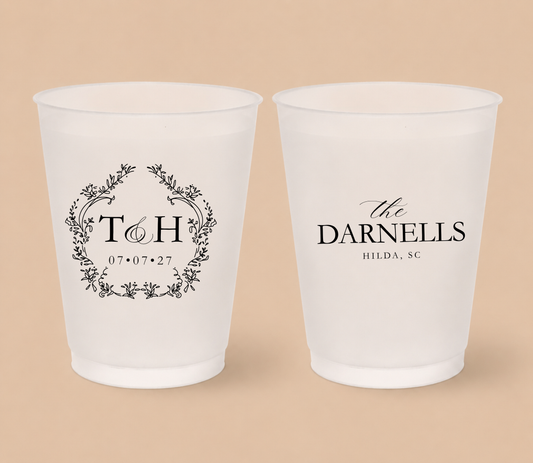 Personalized Botanical Monogram Wedding Frosted Cups