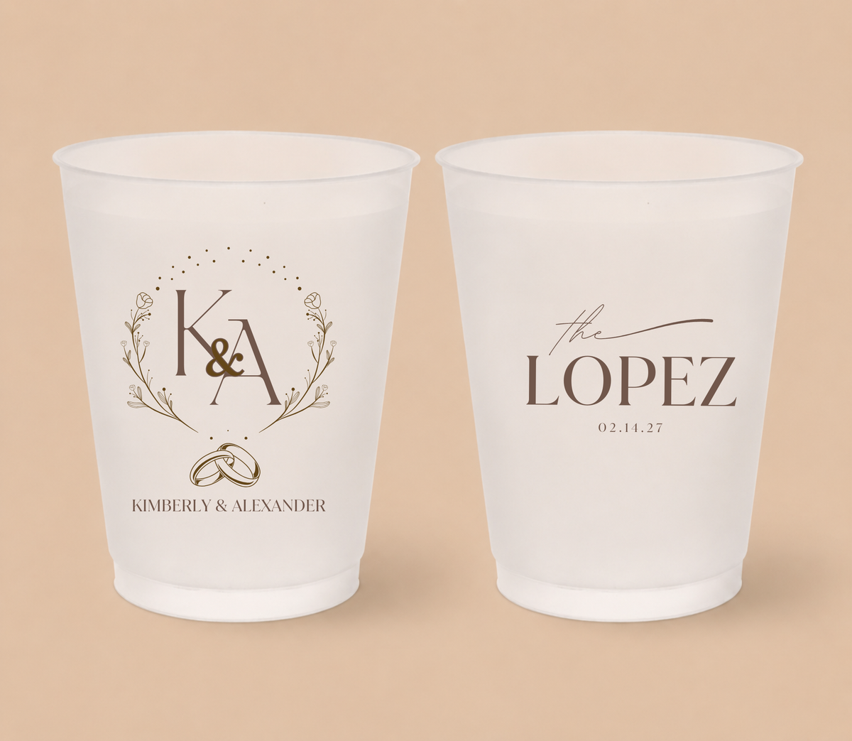 Personalized Rustic Monogram Wedding Frosted Cups