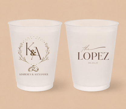 Personalized Rustic Monogram Wedding Frosted Cups