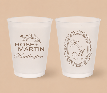 Personalized Peach Monogram Wedding Frosted Cups