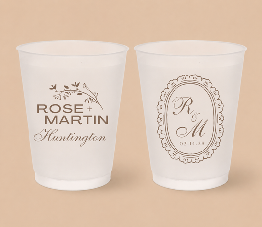 Personalized Peach Monogram Wedding Frosted Cups