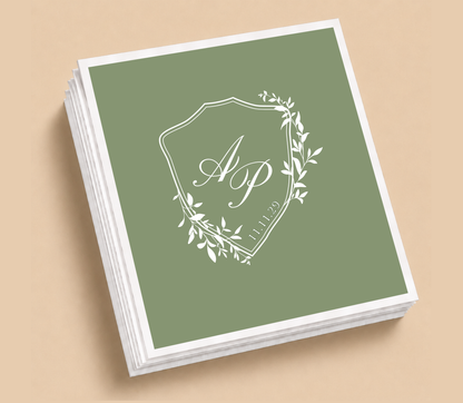 Personalized Monogram Green Wedding Table Napkins