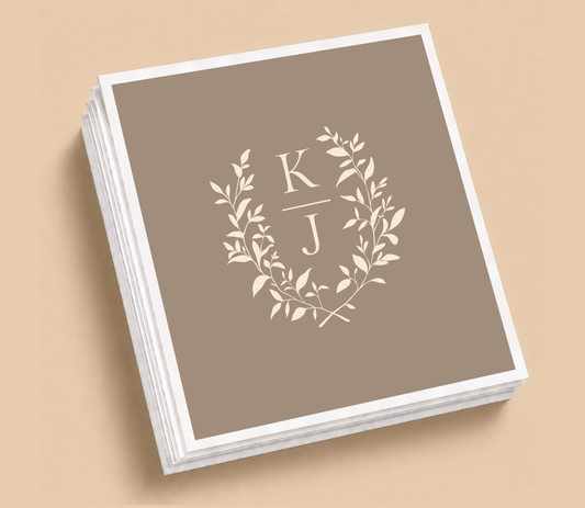 Personalized Monogram Laurel Wedding Table Napkins