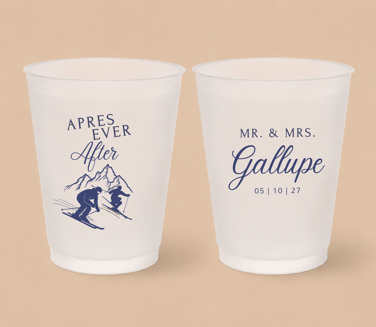 Personalized Ski Mountain Wedding Frosted Cups