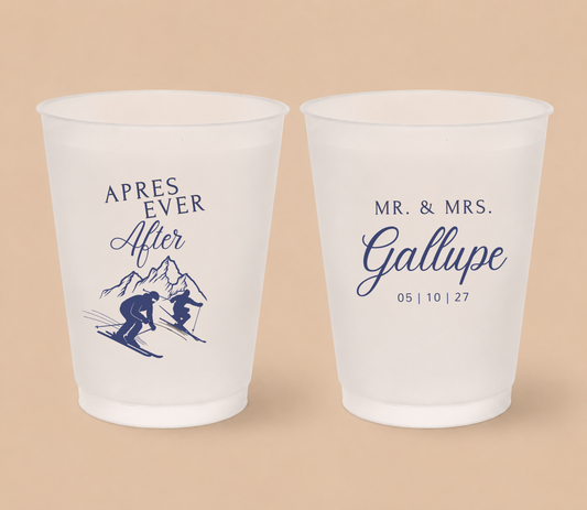 Personalized Ski Mountain Wedding Frosted Cups
