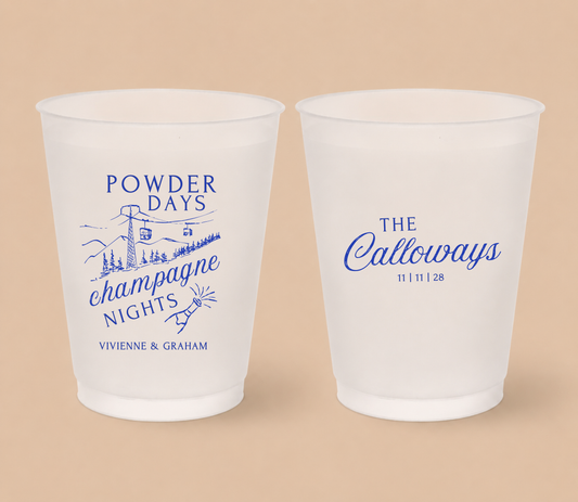 Personalized Powder Ski Wedding Frosted Cups