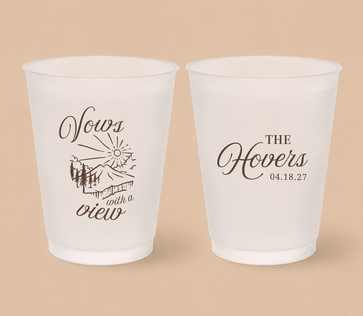Personalized Scenic Mountain Wedding Frosted Cups