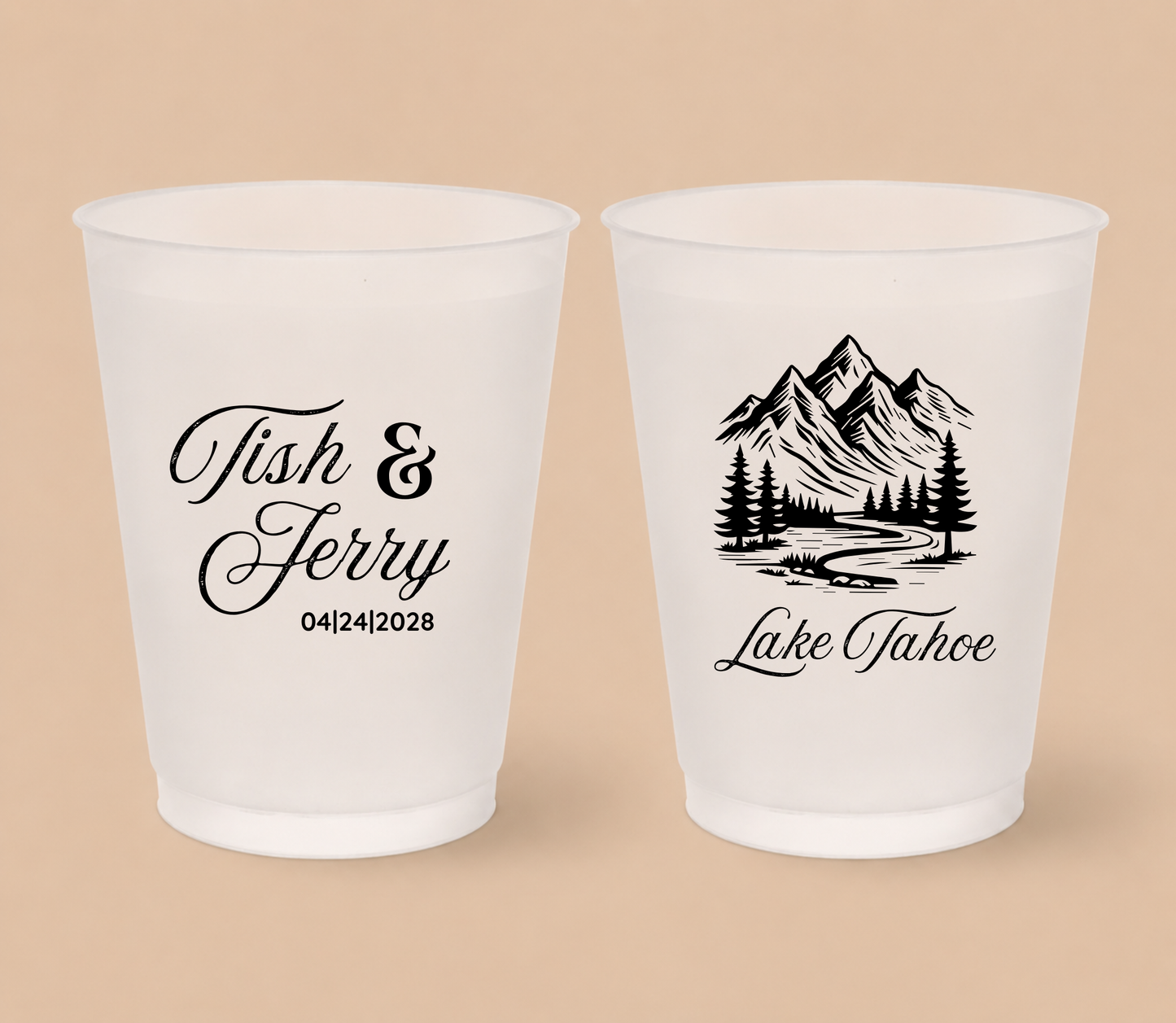 Personalized Lake Tahoe Wedding Frosted Cups